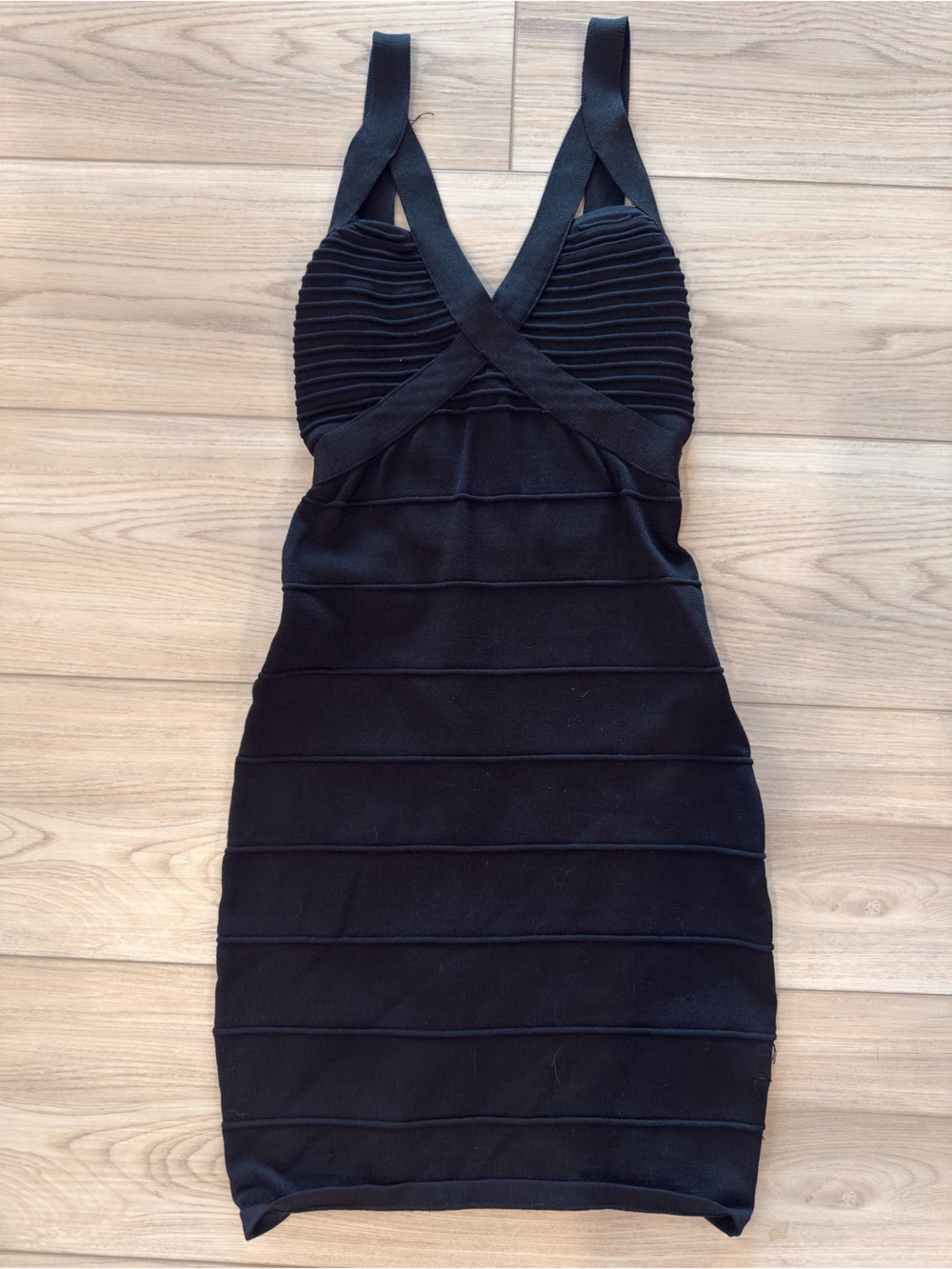 Vintage Bebe Black Bandage Bodycon Mini Dress